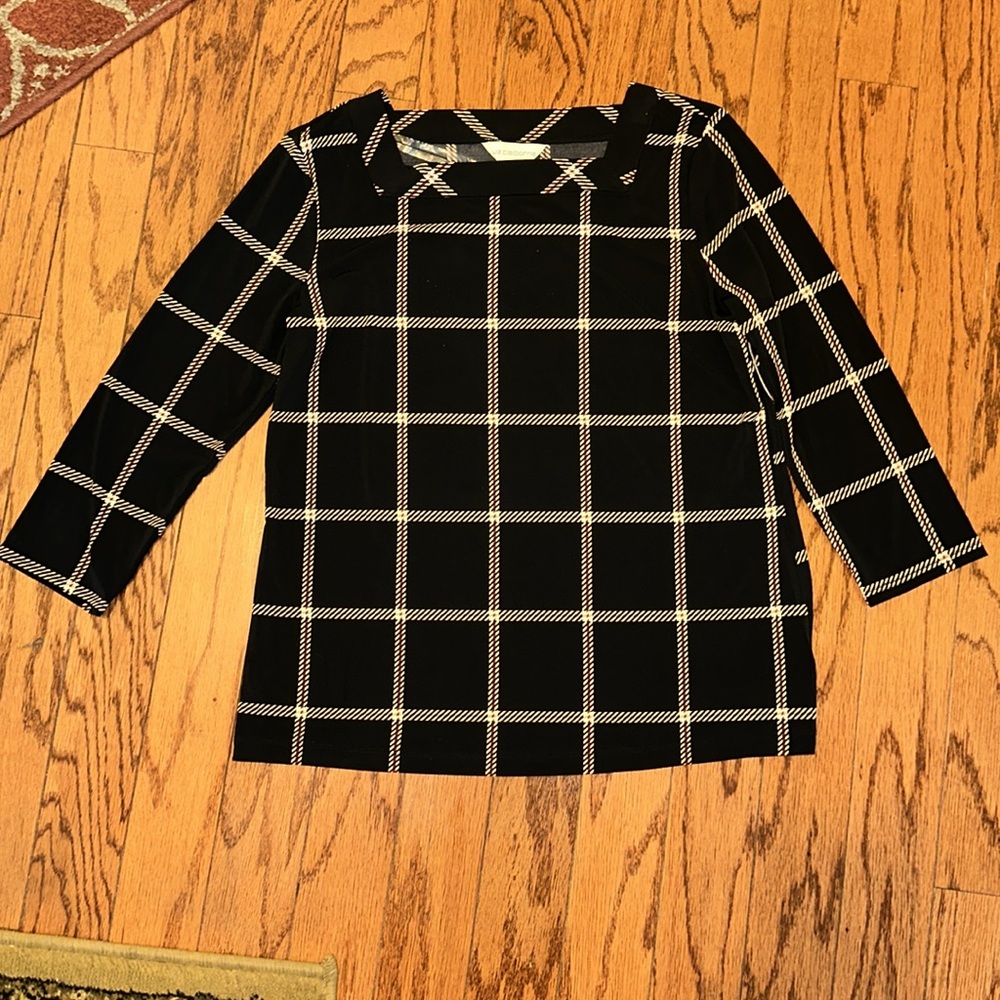 Liz Claiborne Black and White Checkered Blouse